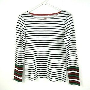 Boden Top Size 4 Stripes Glitter Cuff Tee Shirt Long Sleeve